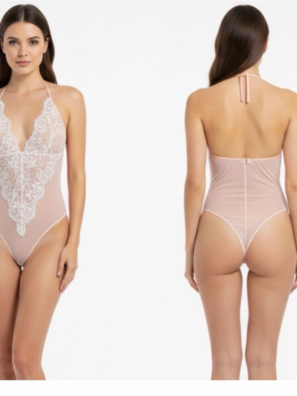 Victoria's Secret Blush Halter Lace Bodysuit
